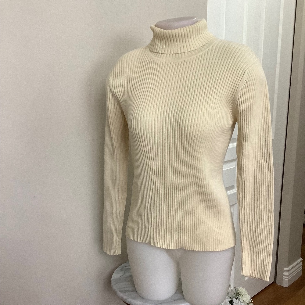 Newport News Ribknit Cotton Turtleneck Sweater XL